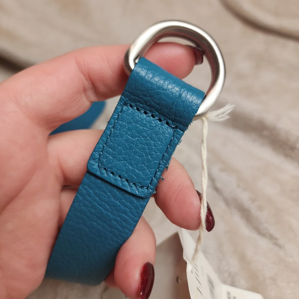 NWT J. Jill Genuine Leather Green Blue Teal D-ring‎ Belt 46